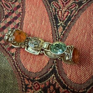 Elegant Silver and Orange Bracelet